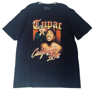 2Pac Tupac T Shirt California Love Men's 2XL Black Graphic Print Short Sleeve